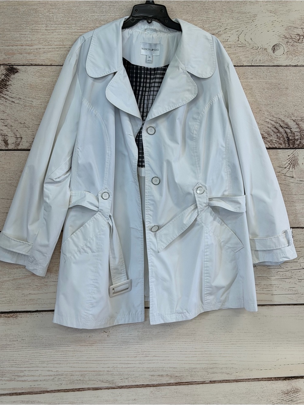 Fashion Bug White Short Trench Coat with Tie Detail